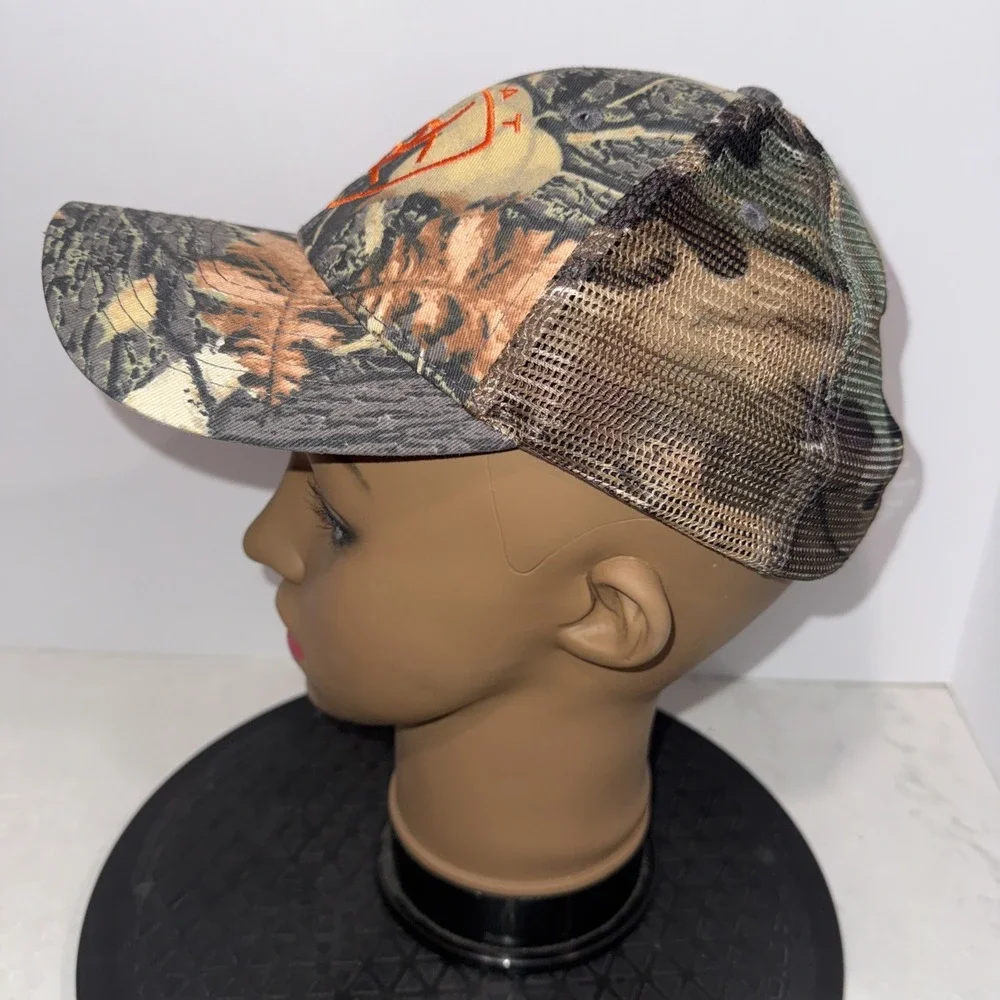 Ariat Men's Camo  Trucker Cap Hat Snap Back  orange logo
